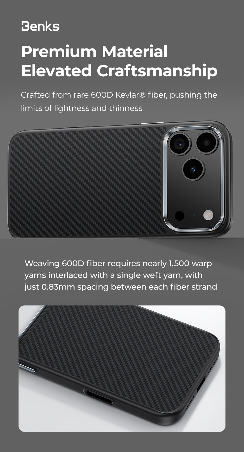 Benks ArmorPro DuPont Kelvar 600D Phone Case for iPhone 17 Pro Max / iPhone 17 Pro