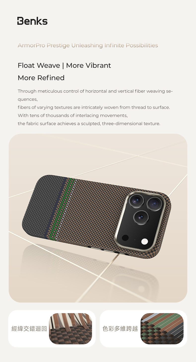 Benks Prestige ArmorPro Case with Button Built with Kevlar® Phone Case for iPhone 17 Pro Max / iPhone 17 Pro