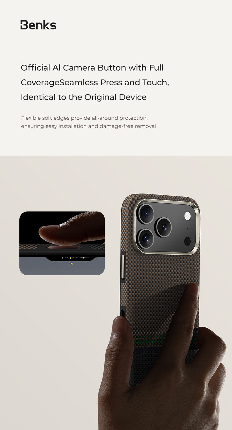 Benks Prestige ArmorPro Case with Button Built with Kevlar® Phone Case for iPhone 17 Pro Max / iPhone 17 Pro