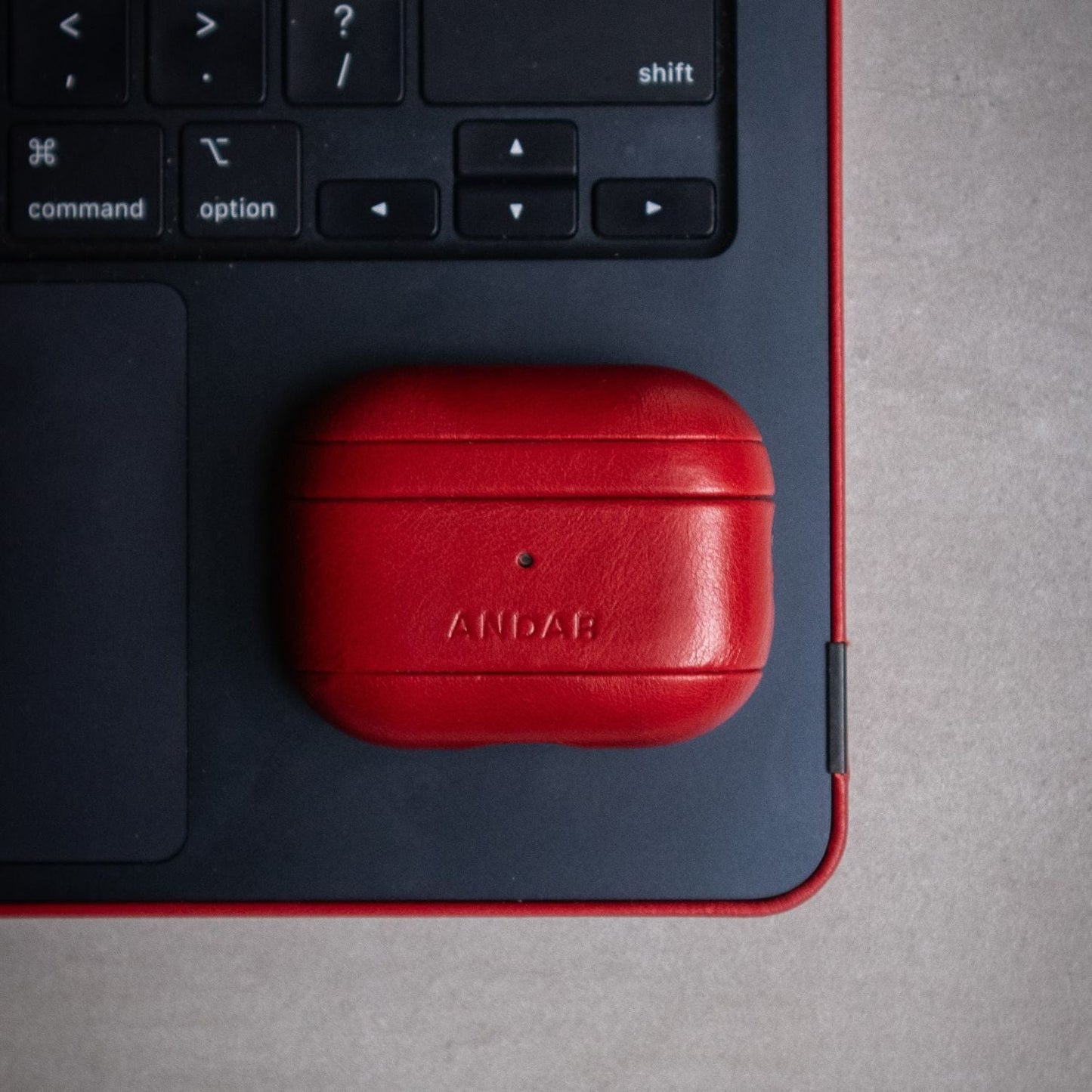 Andar The Capsule (Technically Red) Full Grain Leather Airpods Case for Airpods Pro 2 (Non-clip version)