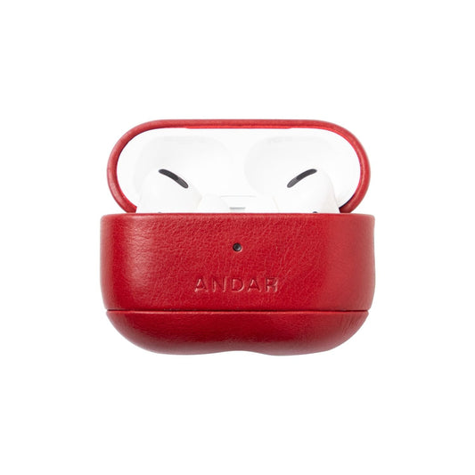 Andar The Capsule (Technically Red) Full Grain Leather Airpods Case for Airpods Pro 2 (Non-clip version)