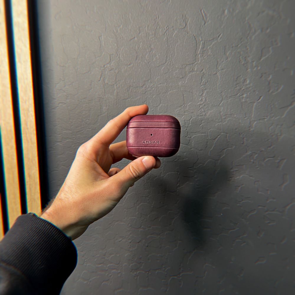 Andar The Capsule (Merlot) Full Grain Leather Airpods Case for Airpods Pro 2 (Non-clip version)