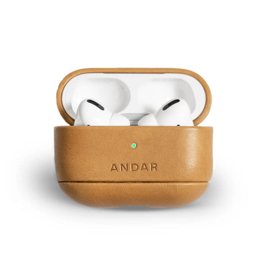Andar The Capsule (Sand) Full Grain Leather Airpods Case for Airpods Pro 2 (Non-clip version)