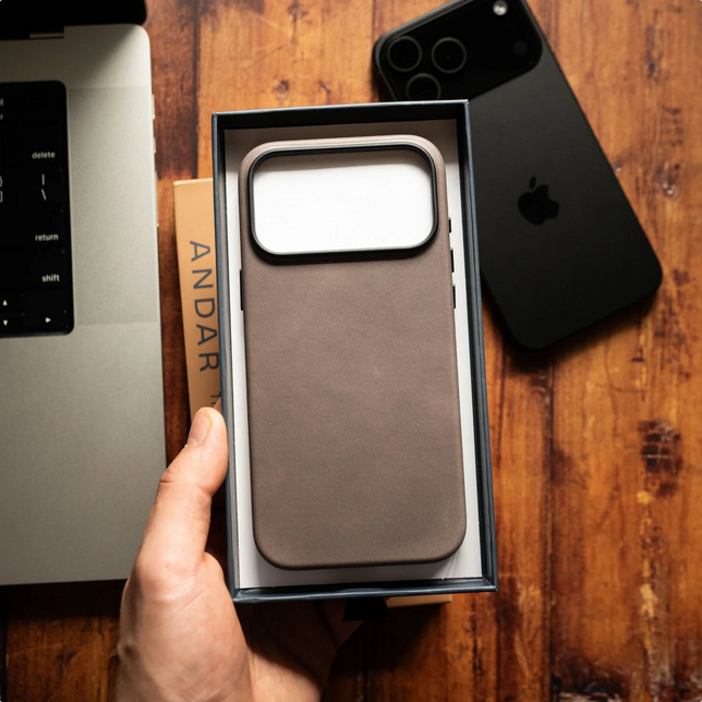 Andar The Aspen Leather Phone Case (Stone Grey) for iPhone 17 Pro Max / iPhone 17 Pro