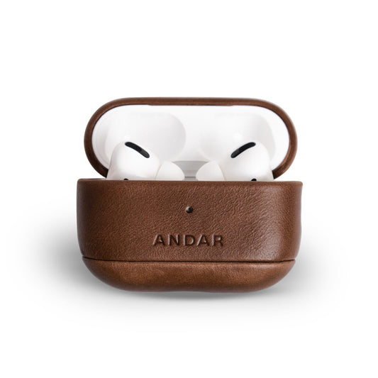 Andar The Capsule (Brown) Full Grain Leather Airpods Case for Airpods Pro 2 (Non-clip version)