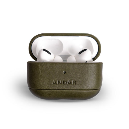 Andar The Capsule (Moss) Full Grain Leather Airpods Case for Airpods Pro 2 (Non-clip version)