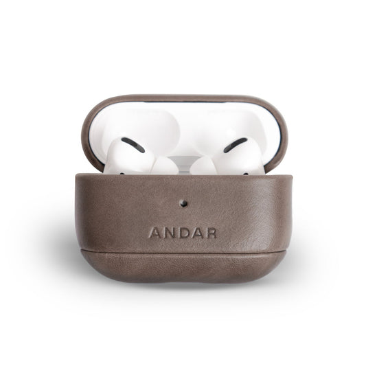 Andar The Capsule (Stone Grey) Full Grain Leather Airpods Case for Airpods Pro 2 (Non-clip version)