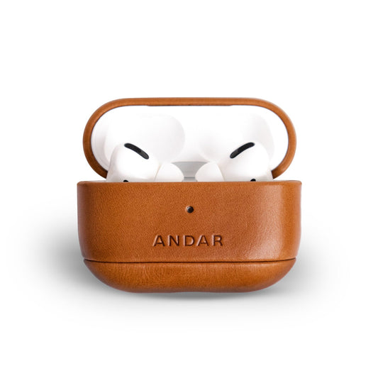 Andar The Capsule (Camel Tan) Full Grain Leather Airpods Case for Airpods Pro 2 (Non-clip version)